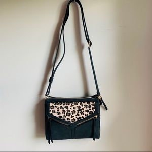 NWT a new day | calf hair leopard print purse